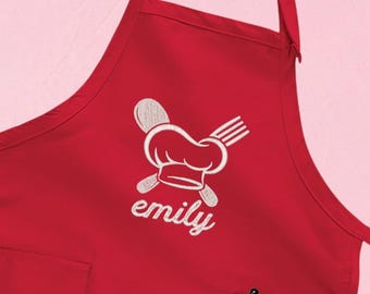 Custom Chef Name Embroidery Apron, Chef Hat Apron, Kitchen Tools Apron, Custom Chef's Name Apron, X010