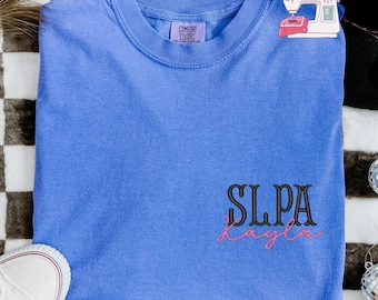 Custom Embroidered Speech Language Pathologist Assistant Shirt, Comfort Colors, Speech Pathology Tee, SLPA T-shirt, E131