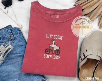 Bestickte Dumme Gans Tshirt, Gestickte Gans Rundhals-T-Shirt, Dumme Gans Shirt, Lustiges Enten-T-Shirt, Lustiges Gesticktes Shirt, E012