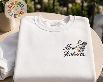 Embroidered Teacher Name Sweatshirt, Teaching Squad Crewneck, Custom Name Tee