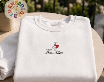Embroidered Goose Future Mrs. Sweatshirt, Custom Name Bride Honeymoon Tee, Funny Engagement Sweater