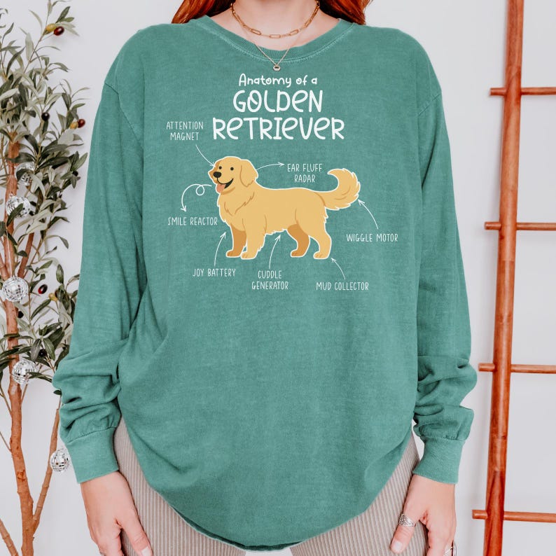 Anatomy of Golden Retriever Long Sleeve T-shirt, Dog Lover Gift, Mom's ...