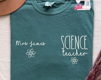 Embroidered Science Teacher Shirt, Custom Science Teacher T-Shirt, Chemistry Teacher, Biology Teacher Tshirt, E197
