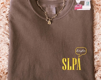 Personalized SLP Embroidered Nurse T-Shirt, Custom SLP Nurse Shirt, SLP Nurse Gift, Speech Language Pathologist Shirt, E130
