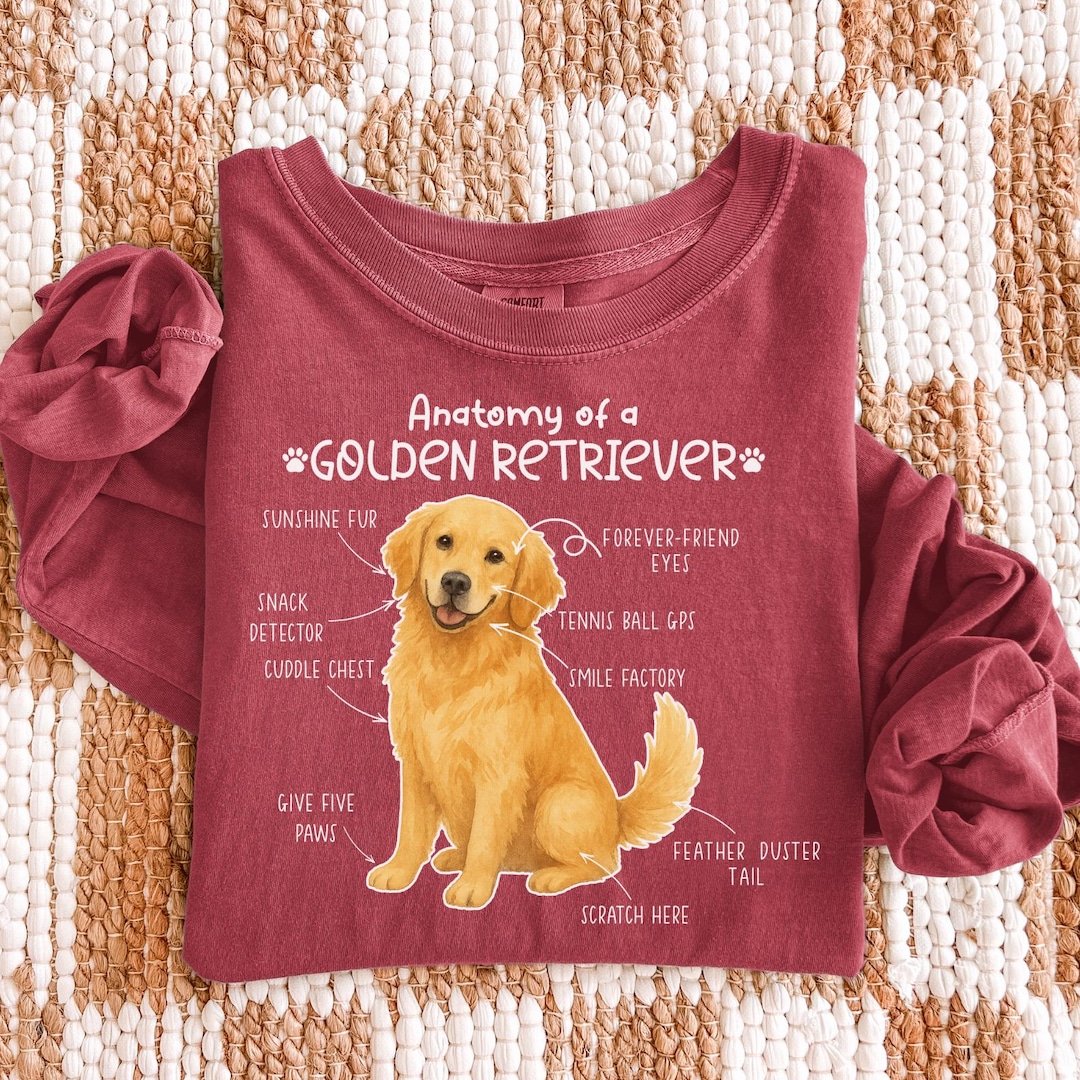 Funny Anatomy of Golden Retriever Long Sleeve Tshirt, Funny Golden ...