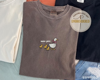 Besticktes Mama Gans Shirt, Alberne Gans Shirt, Süße Mama Shirt, Baby-Dusche-Geschenk, Schwangerschaft offenbaren Geschenk, Muttertagsgeschenk, E028