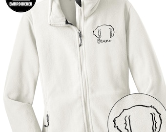 Custom Embroidered Golden Retriever Full Zip Jacket: Funny Dog Ear Lover Gift, B042
