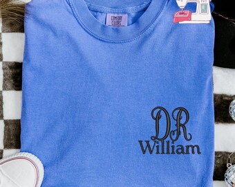 Personalized Embroidered Doctor T-Shirt, PHD Graduation Gift, Custom Medical Student Tee, E180