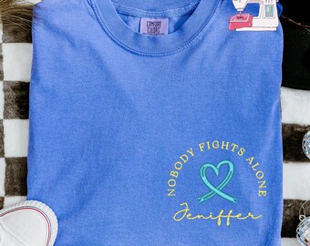 PCOS Awareness Embroidered T-Shirt, Custom Female Empowerment Tee, Gift for Gynecologist or Endocrinologist, E269