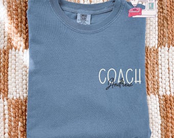 Coach Custom T-Shirt, Custom Embroidered Sports Coach Tee, Personalized-Coaching-Sports-Gift for her, E125