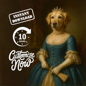 Custom Royal Portrait, Renaissance Style Pet Painting from Photo, Personalized Dog or Cat Artwork, Pet Memorial & Gift Idea