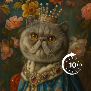 Custom Royal Pet Portrait, Renaissance Cat Painting, Pet Lovers Gift, Royal Portrait, Pet Portrait gift, Gift for Dog, Gift for Cat