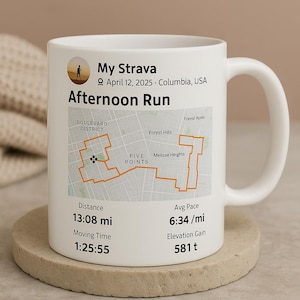 Premium Custom Strava Activity Mug - Perfect gift for Runners and Cyclists
