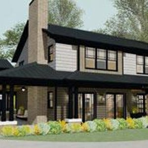 Modern Bungalow House Plan PDF with Material List | 4 Bed, 3.5 Bath + Garage Apartment | Instant Download