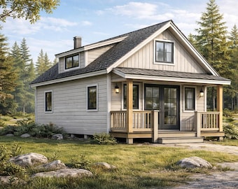 12x20 kleine Haus-Pläne mit Loft | Vollständige DIY Cabin Build Plans PDF | Kleine Hüttengrundrisse, Elektro-, Klempner- und Materialliste