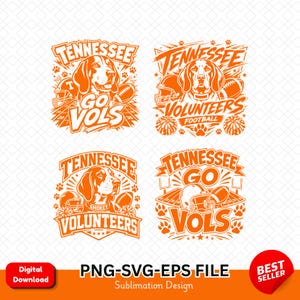 Tennessee Volunteers Pride SVG PNG EPS Bundle 4: Retro Volunteers Designs (Digital Download)
