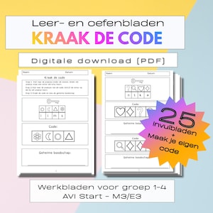 Code Cracking Worksheet | Set of 25 digital worksheets for children aged 4-8 | Deciphering symbols | Game sheets | Activity sheet | PDF