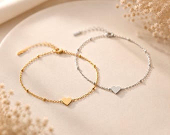 Heart Bracelet | Bracelet with Heart | Friendship Bracelet | Heart Bracelet | Mom Gift | Gift Idea | Gold | Silver | Gift for Her
