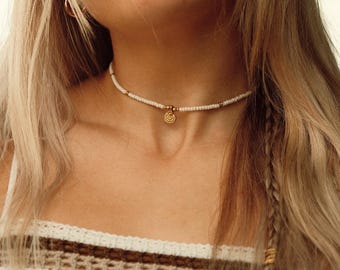 Necklace | with charm | pearl necklace | boho necklace | spiral | gold | gift idea | gift for her | festival jewelry | handmade