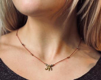 Macrame Boho Necklace | Customizable | Charm Necklace | Gift Idea | Festival Jewelry | Brass Pendant | Handmade | Vegan