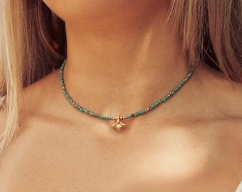 Necklace | with charm | pearl necklace | boho necklace | brass | gold | gift idea | gift for her | festival jewelry | handmade