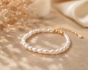 Pearl bracelet | Bracelet with pearls | Freshwater pearls | Pearl jewelry | Bridal jewelry | Gift for mom | Gift idea | Gold | Gift for her