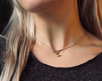 Macrame Boho Necklace | Customizable | Charm Necklace | Gift Idea | Festival Jewelry | Brass Pendant | Handmade | Vegan
