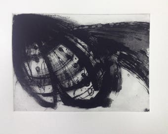 Elytra i Sugar lift Aquatint etching - inspired by beetle wings