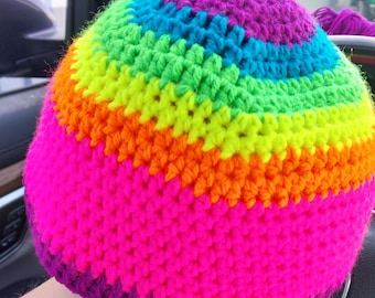 Neon Rainbow Skullcap