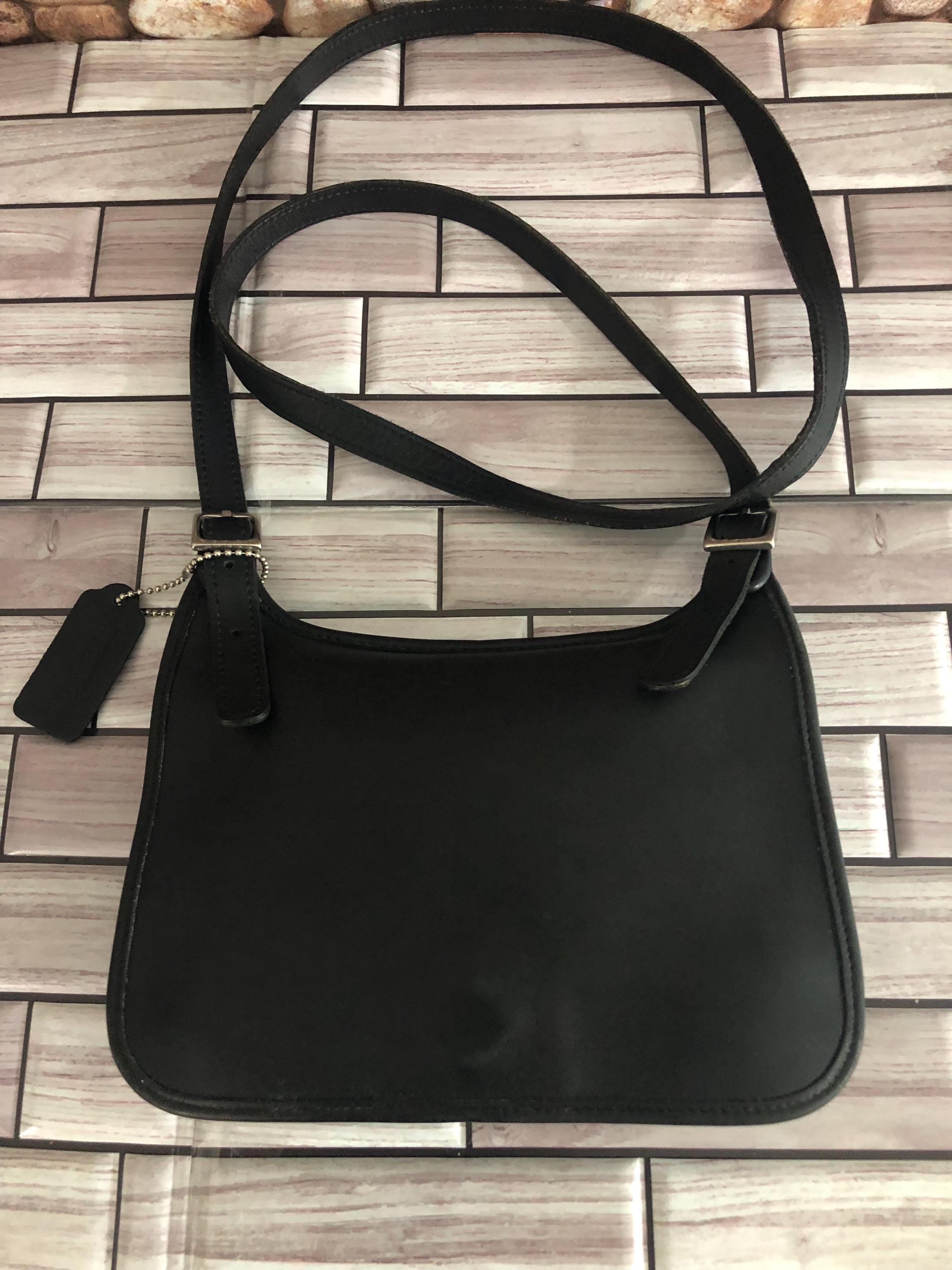 Vintage Coach Black Leather Mini Hippie Slim Crossbody