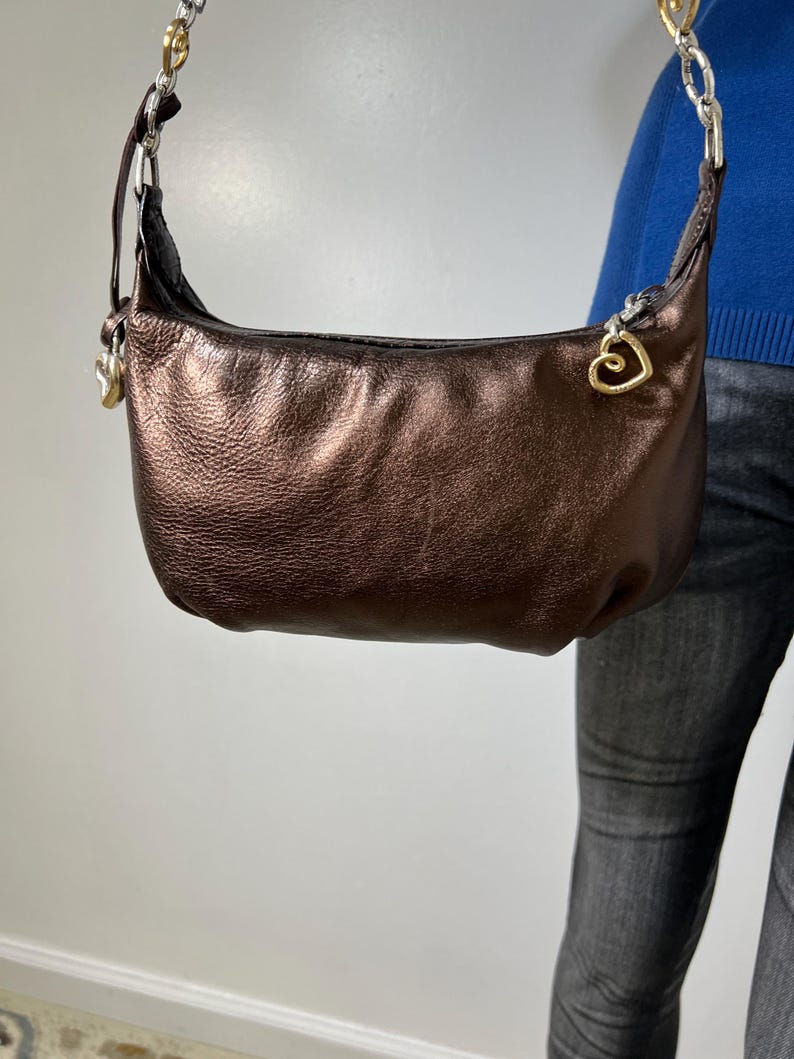 Vintage Brighton brown leather Hobo shoulder bag . image 10