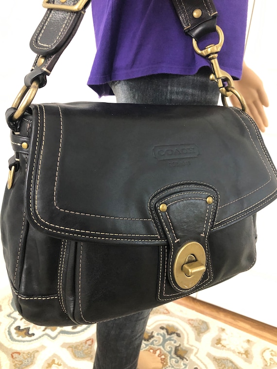 7 Days Sale Vintage Coach Black Leather Legacy Hobo Shoulder Bag