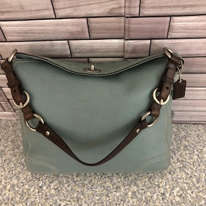 Vintage Coach Chelsea Blue Pebbled Leather Turn Lock Shoulder 