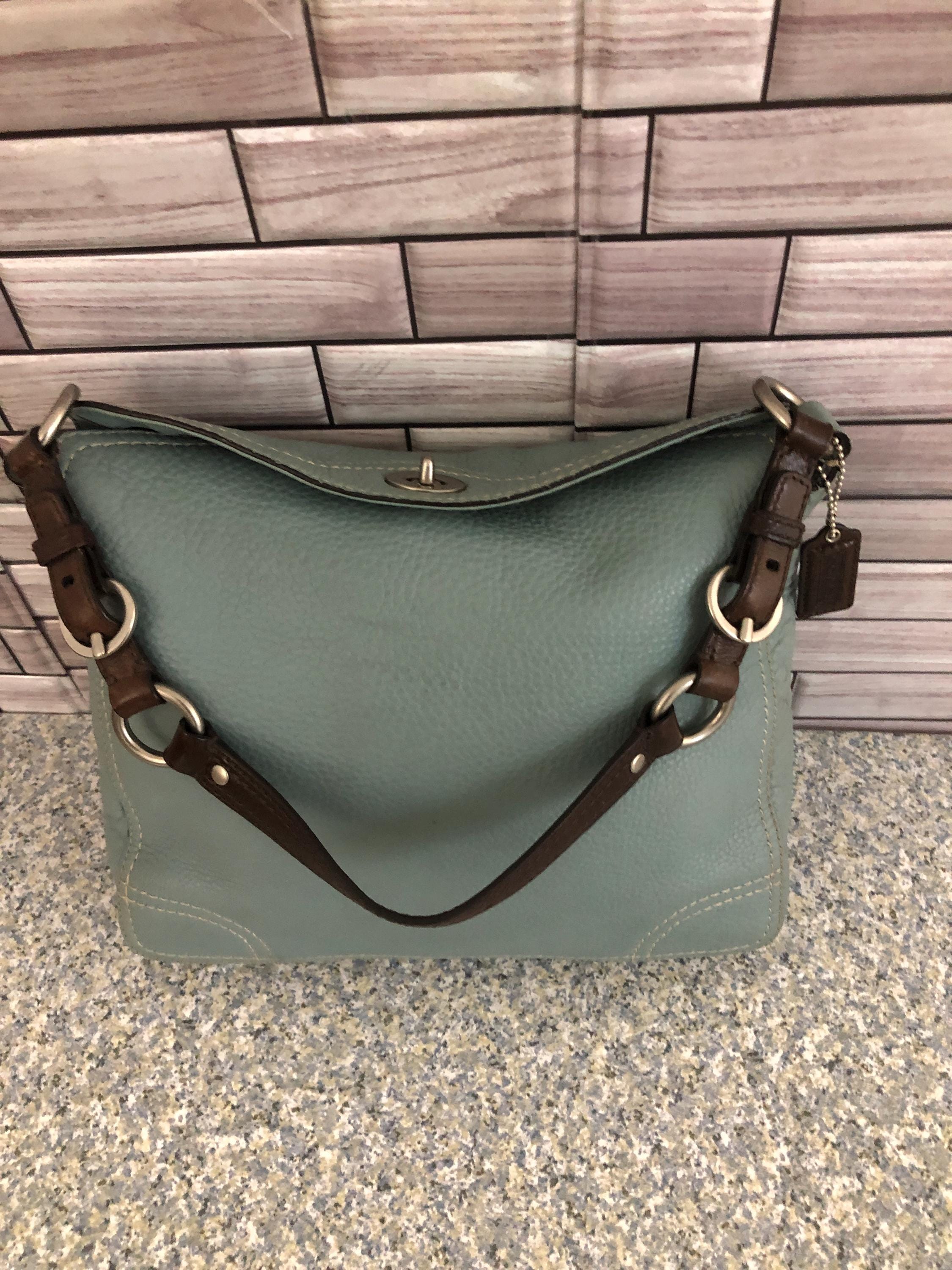 Vintage Coach Chelsea Blue Pebbled Leather Turn Lock Shoulder