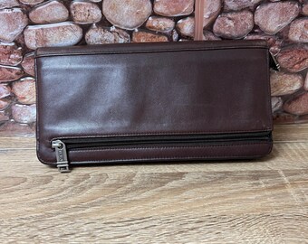 Vintage TUMI dark brown leather Wallet Bifold organizer .