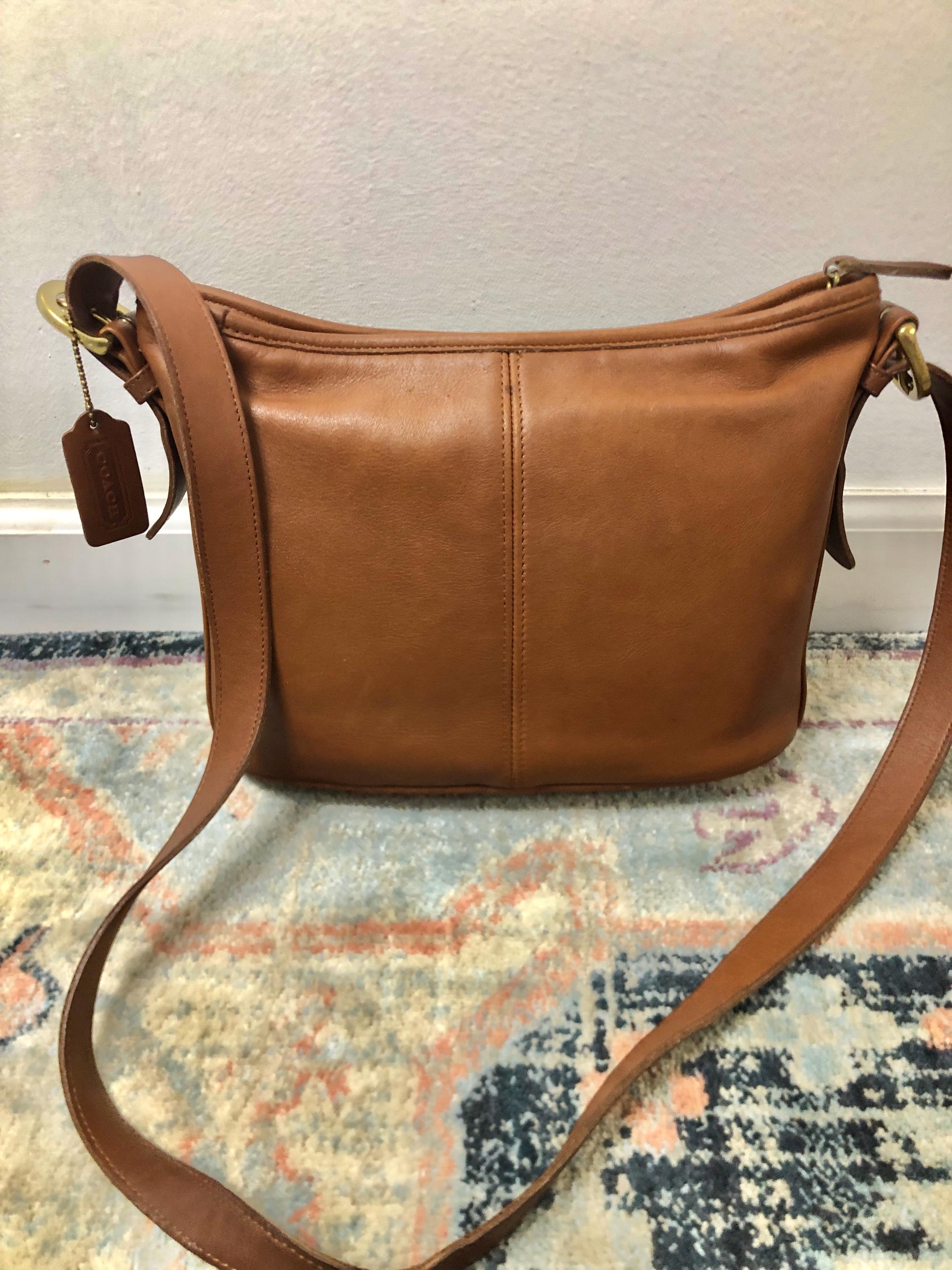 Vintage Coach Tan Brown Leather Worth Crossbody Shoulder Bag