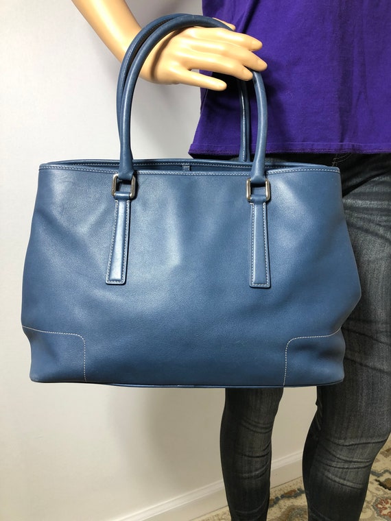 Vintage Coach blue leather Hamptons Large Tote