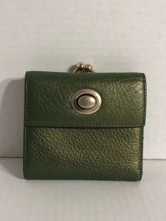 Vintage Hobo international green leather wallet