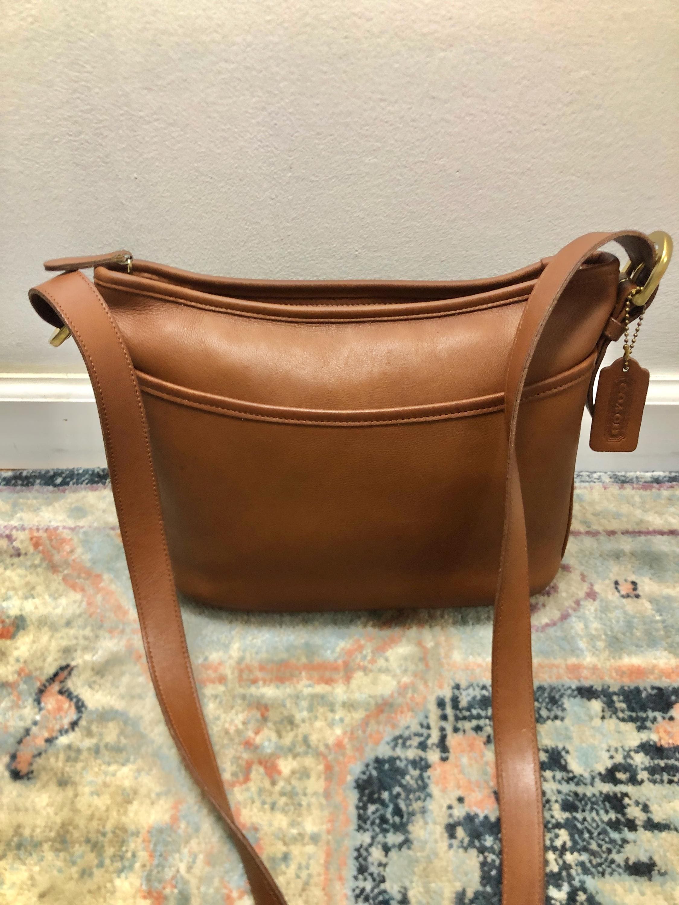 バッグ COACH Vintage Leather Brown Tote 71160 Vintage 90's Coach Dark Brown Leather Soho Zip Tote Shoulder