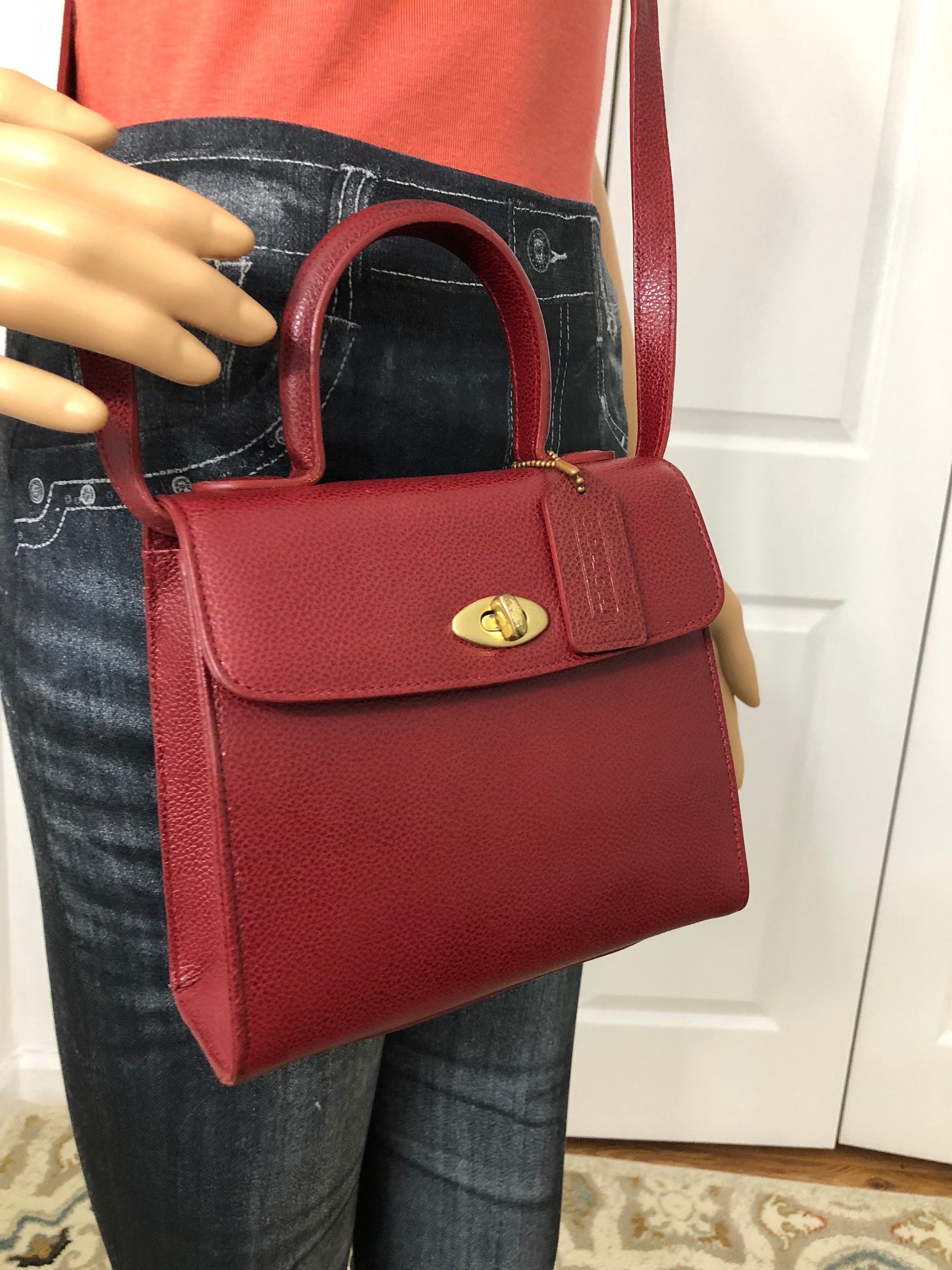 Sale Rare Vintage Coach Red Leather Madison Gracie Mini