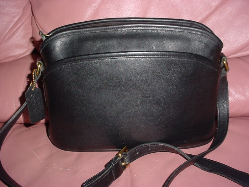 vintage coach black leather shoulder bag