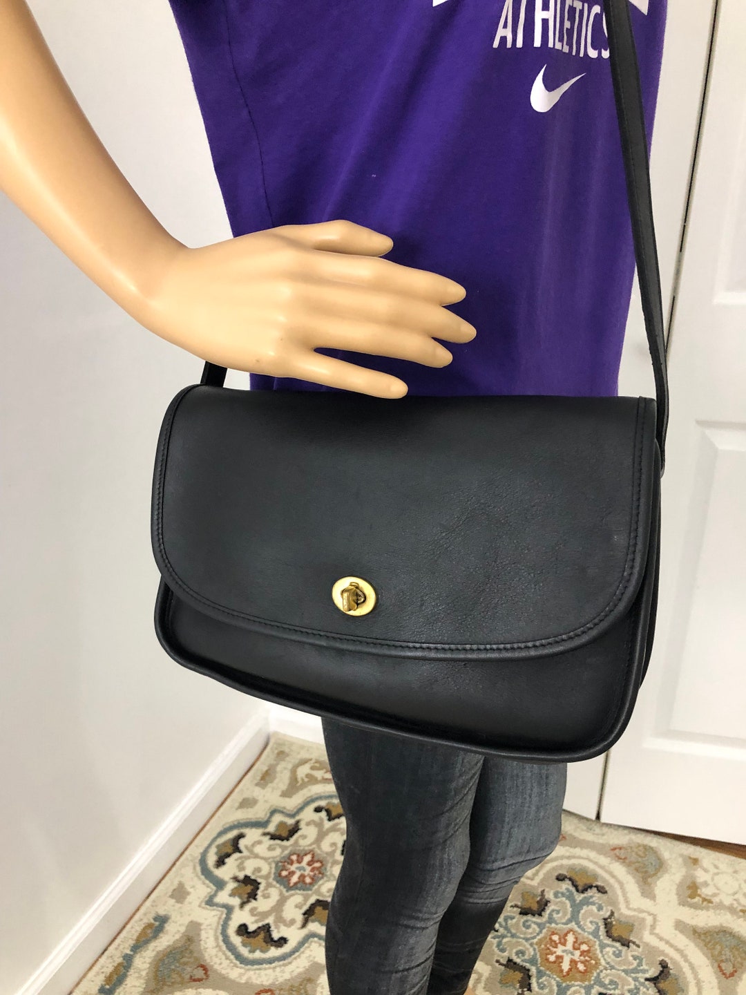 Vintage Coach Black Leather Cross Body City Bag Style 9790 Etsy