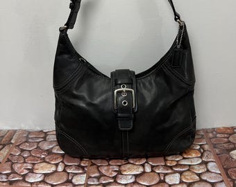 7 Days Sale Vintage Coach Black Leather Legacy Hobo Shoulder Bag