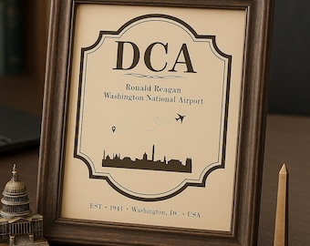 DCA Airport Poster Washington DC Vintage Wall Art Printable Reise-Dekor