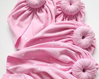 Cotton Baby Turban with Flower | Newborn Girl Hat