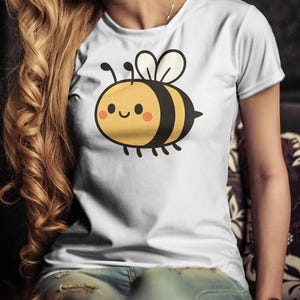 Cute Bee PNG for T-Shirts | Kawaii Bumblebee Clipart | Digital Download for Sublimation & Print on Demand