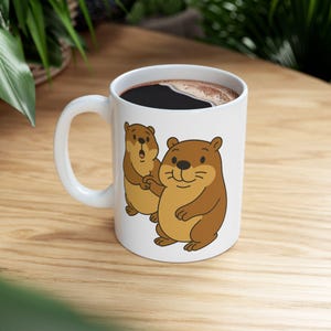 Niedlicher Cartoonbär-Keramikbecher, Hand illustrierte Kaffeetasse, Tierliebhaber Geschenk, Wohnkultur, Geburtstag, Kaffeetasse