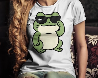 Cool kikker T-shirt - shirt grappige kikker - cadeau kikker minnaar - cartoon kikker Tee - shirt kawaii kikker - shirt schattig amfibie