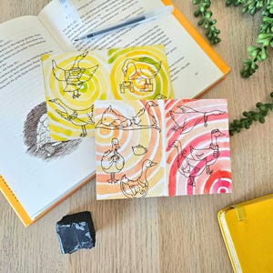 A6 Silly Geese Correspondence Orange/Pink – Postcard for friends and family and fun events, greetings or congratulations