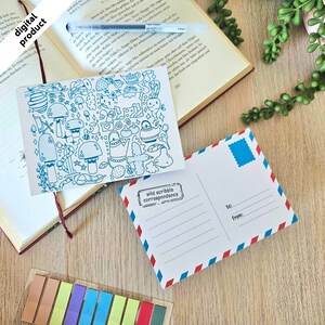 Postal A6 Azul para correspondencia garabateada: ideal para amigos, familiares, eventos divertidos, saludos o felicitaciones.